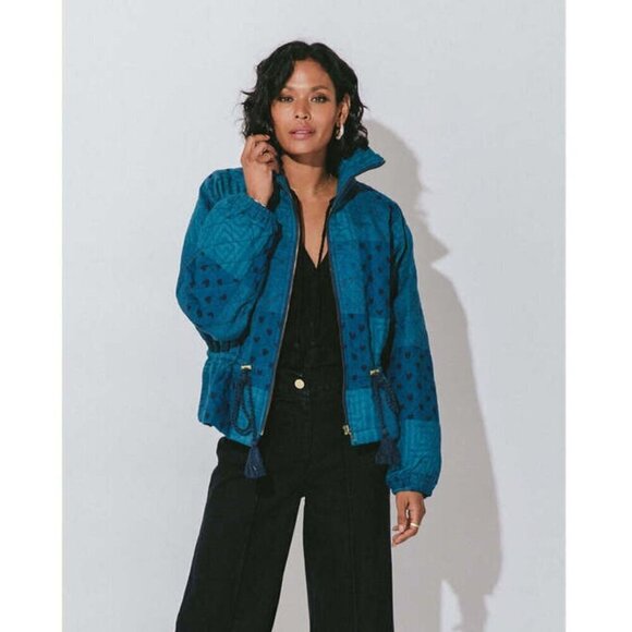 Cleobella Quilted Patchwork Lightweight Jacket Indigo Womens Size Small - Picture 3 of 14
